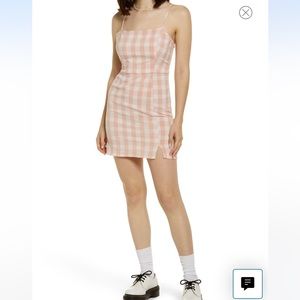 BP Barbiecore gingham plaid mini dress
